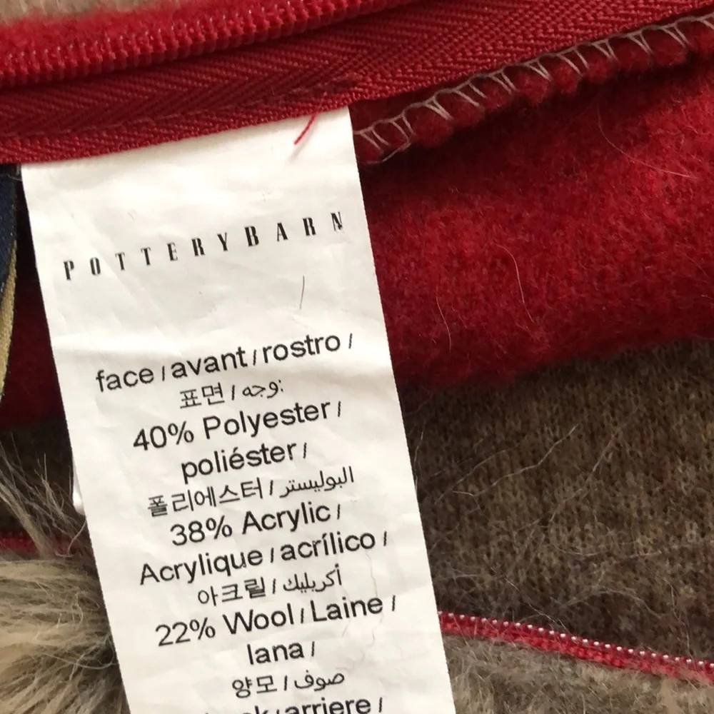Pottery Barn X Pendleton Yakima Stripe Fur Pillow Cover wool blend